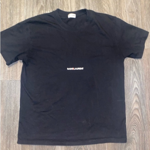 Saint Laurent Logo Print Black Tee